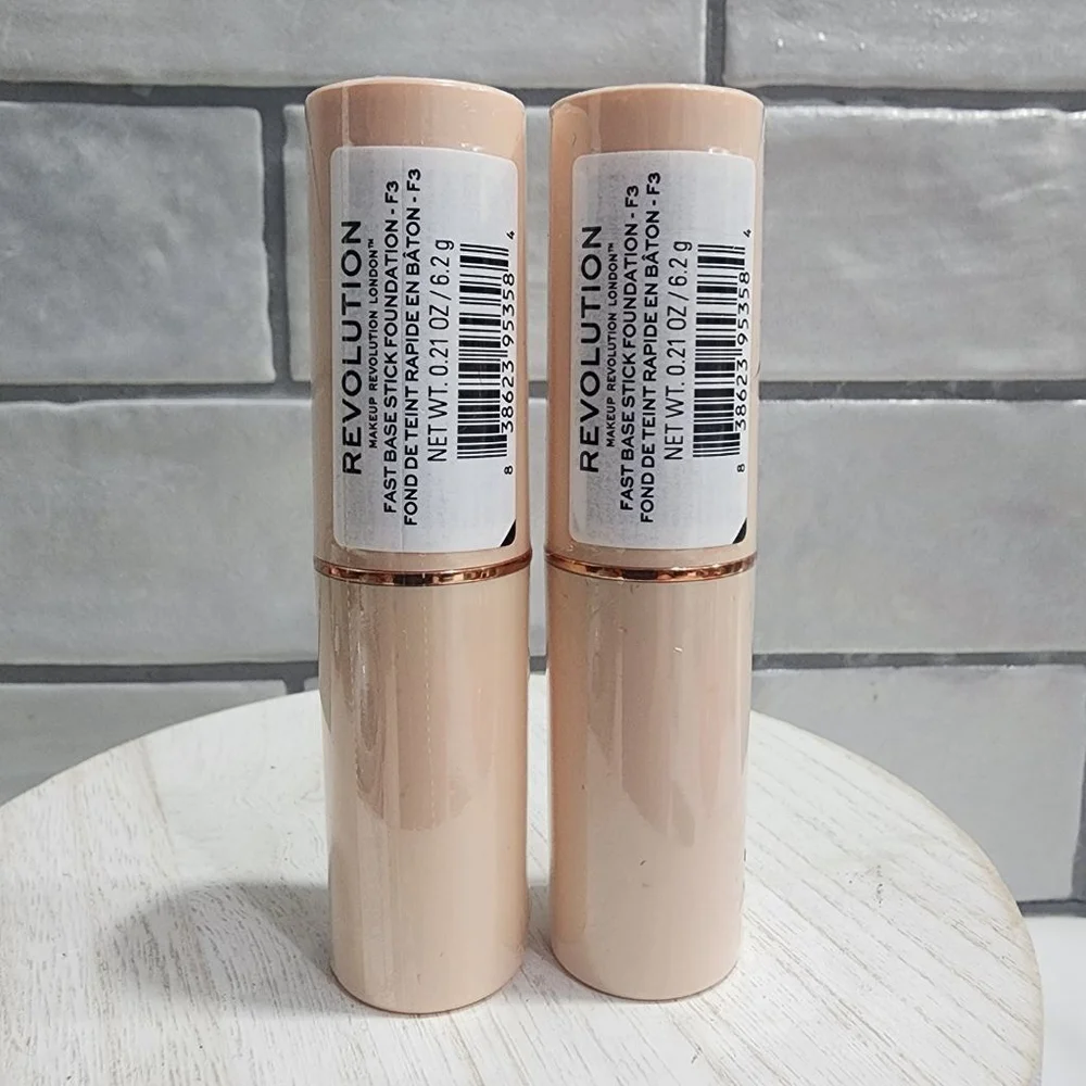 REVOLUTION F3 - Fair. Fast Base Stick Foundation. Lot of 2.